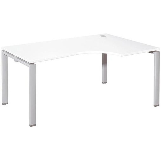Bureau dangle compact retour à droite E-link - L.160 x P.110 cm - Plateau Blanc - Pieds Aluminium