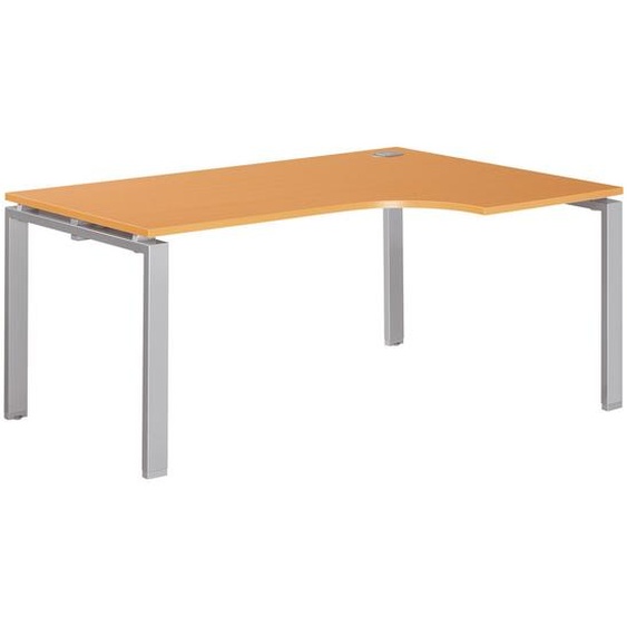 Bureau dangle compact retour à droite E-link - L.160 x P.110 cm - Plateau Chêne - Pieds Aluminium