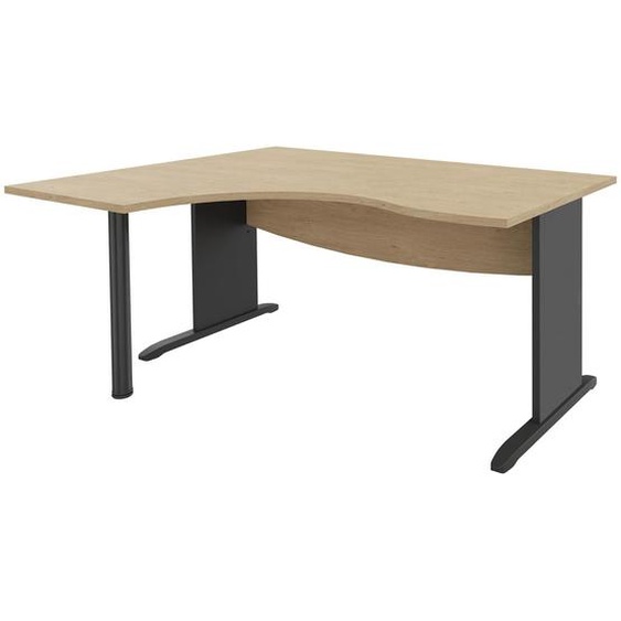 Bureau dangle compact retour à gauche Activity métal L.180 x P.120 cm - Plateau Chêne clair - Pieds L Anthracite