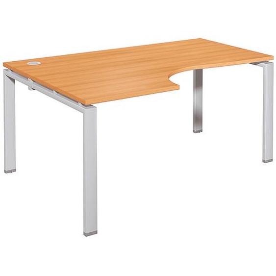 Bureau dangle compact retour à gauche E-link - L.160 x P.110 cm - Plateau Chêne - Pieds Aluminium