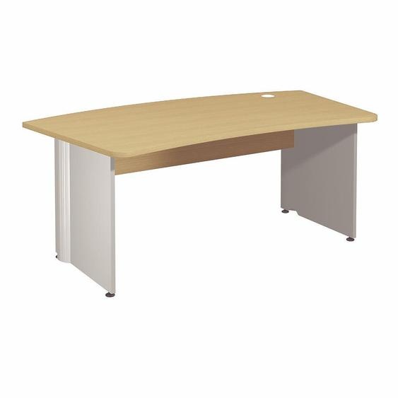 Bureau de direction Activity L.180 x P.100 cm - Plateau Hêtre  - Pieds pleins Aluminium
