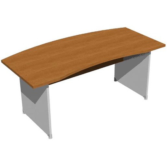 Bureau de direction courbe Pronto - L. 166 x P. 90 cm - Plateau Aulne - Pieds panneaux Aluminium