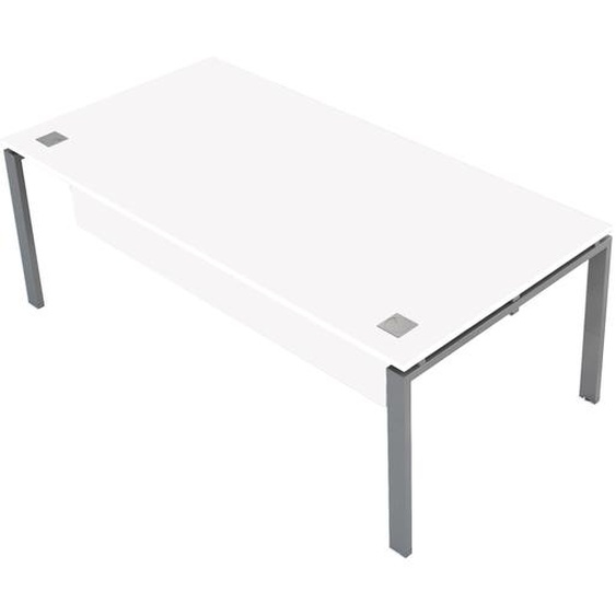 Bureau de direction E-link - L.200 x P.100 cm - Plateau Blanc - Pieds Aluminium