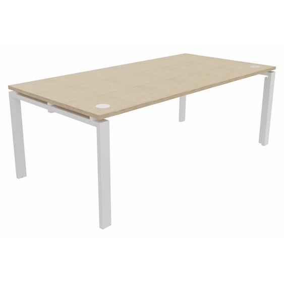 Bureau de direction E-link - L.200 x P.100 cm - Plateau Chêne - Pieds Blanc