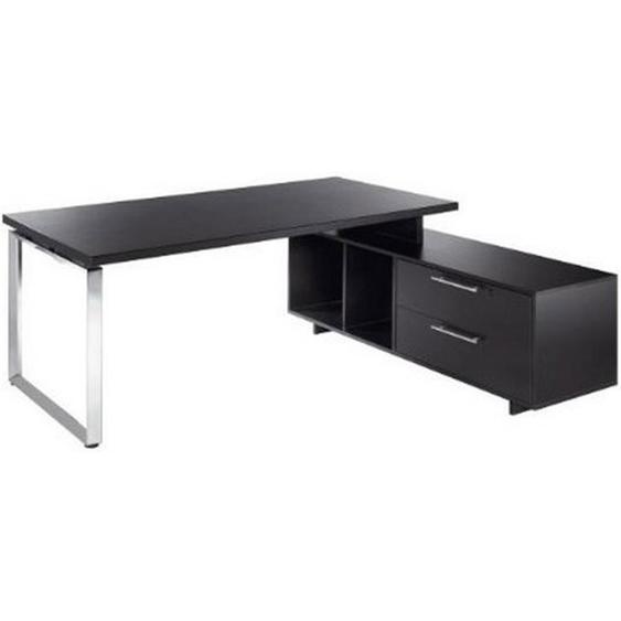 Bureau de direction Flore avec retour suspendu - L.195 x P.170 cm - Plateau Frêne noir - Pieds cadres