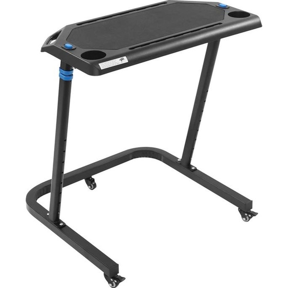 Bureau dentraînement en salle de vélo - Table pour vélo dintérieur - Réglable en hauteur - Mobile avec roulettes verrouillables - Table de travail pour ordinateur portable et dentraînement - Noir