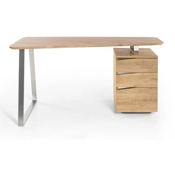 Bureau design WINTER 3 tiroirs plateau chêne noueux huilé massif