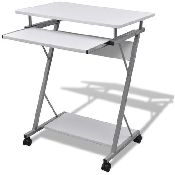 Bureau dordinateur compact avec plateau à clavier Blanc