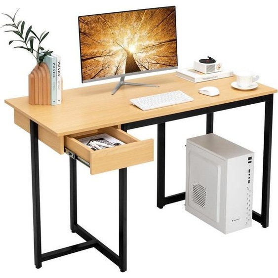 Bureau dordinateur de 120 cm de long avec tiroir et coussinets réglables Bureau dordinateur naturel