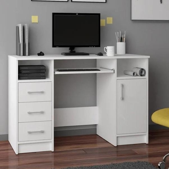 Bureau dordinateur KARLION - blanc / blanc brillant