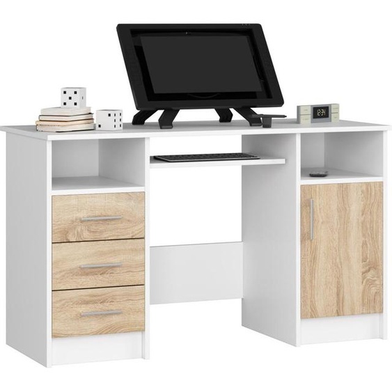 Bureau dordinateur KARLION - blanc / chêne sonoma