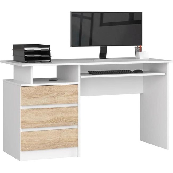 Bureau dordinateur VALESTRA - blanc / chêne sonoma