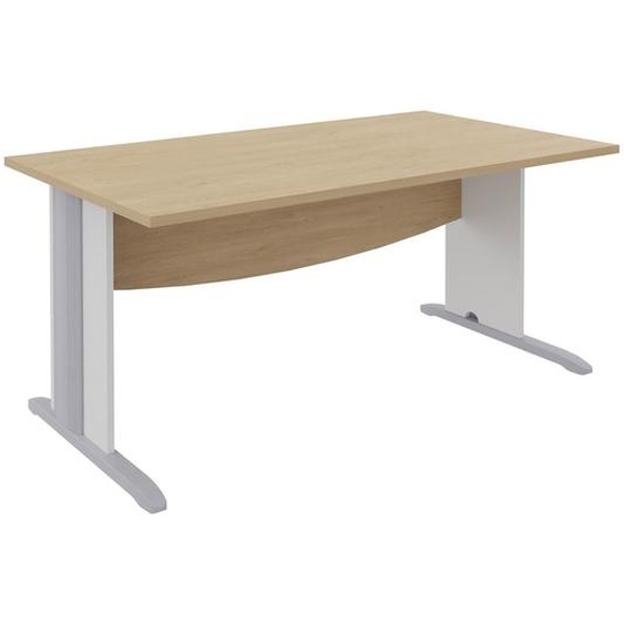 Bureau Droit Activity - L.180 x P.80 cm - Plateau Chêne clair - Pieds L Blanc
