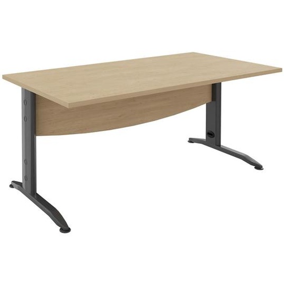 Bureau Droit Activity Métal - L.160 x P.80 cm - Plateau Chêne clair - Pieds L Anthracite