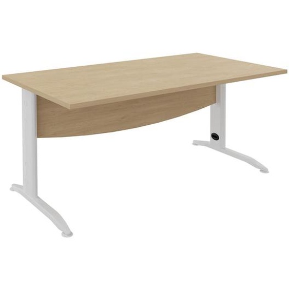 Bureau Droit Activity Métal - L.160 x P.80 cm - Plateau Chêne clair - Pieds L Blanc