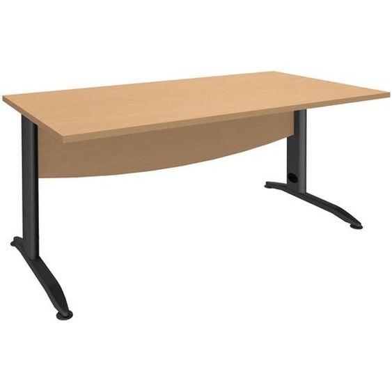 Bureau Droit Activity Métal - L.180 x P.80 cm - Plateau Hêtre - Pieds L Anthracite