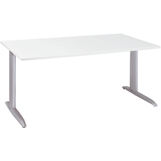 Bureau Droit Actual - L.80 x P.80 cm - Plateau Blanc - Pieds L Aluminium