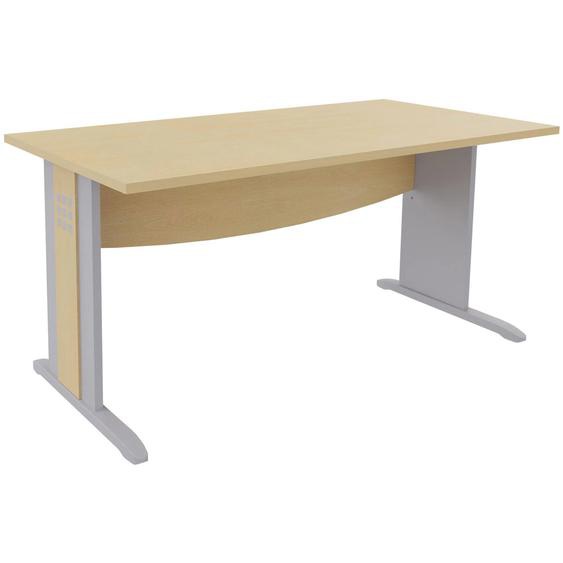 Bureau droit Axiome - L.120 x P.80 cm - Plateau Hêtre - Pieds L Aluminium