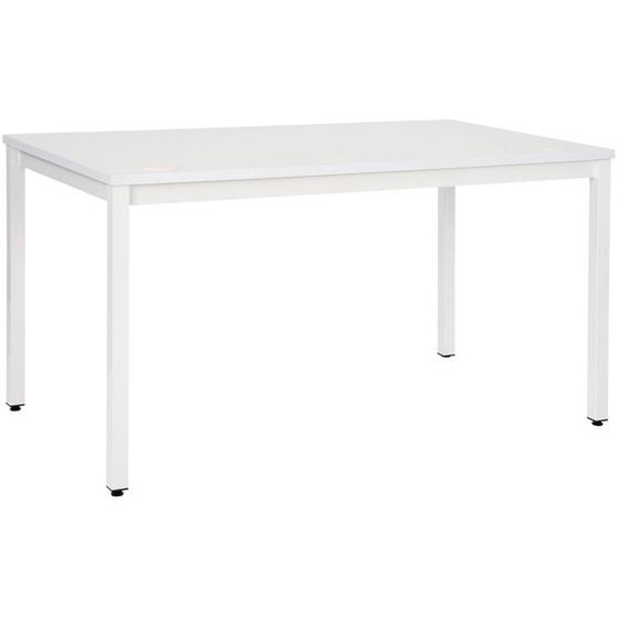 Bureau droit Budget - L. 140 x P. 80 cm - Plateau Blanc - Pieds Blanc