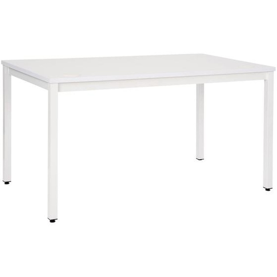 Bureau droit Budget - L. 140 x P. 80 cm - Plateau Blanc - Pieds Blanc