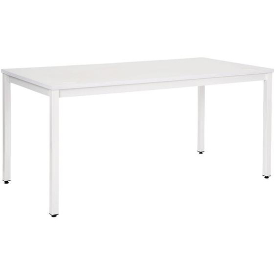 Bureau droit Budget - L. 160 x P. 80 cm - Plateau Blanc - Pieds Blanc