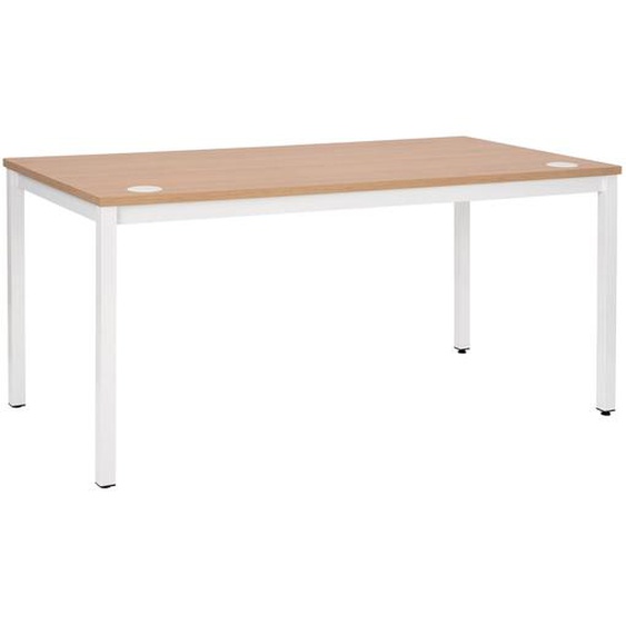 Bureau droit Budget - L. 160 x P. 80 cm - Plateau Chêne - Pieds Blanc