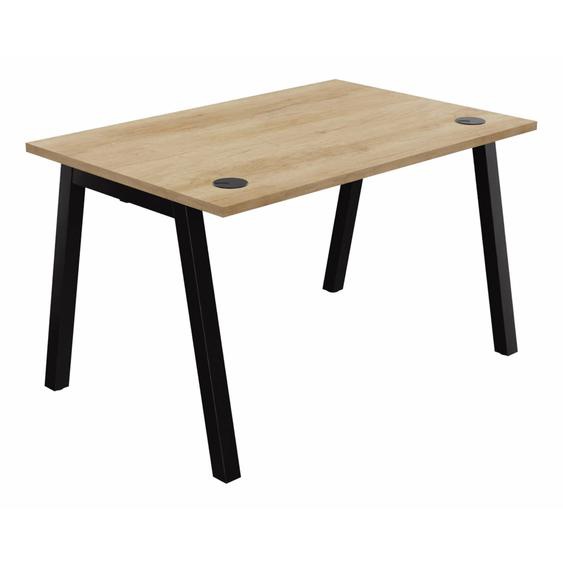 Bureau droit Burocolor A avec obturateurs - L.120 x P.80 cm - Plateau Chêne Nebraska - Pieds Noir