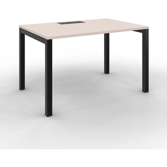 Bureau droit Burocolor avec trappe daccès - L.120 x P.80 cm - Plateau Argile - Pieds Noir