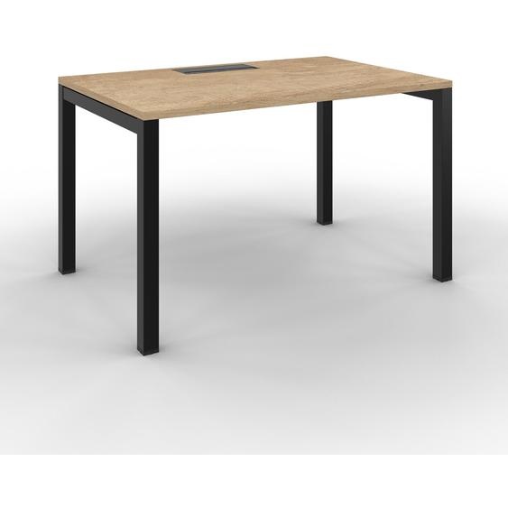 Bureau droit Burocolor avec trappe daccès - L.120 x P.80 cm - Plateau Chêne Nebraska - Pieds Noir