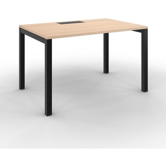 Bureau droit Burocolor avec trappe daccès - L.120 x P.80 cm - Plateau Chêne - Pieds Noir