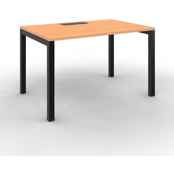Bureau droit Burocolor avec trappe daccès - L.120 x P.80 cm - Plateau Hêtre - Pieds Noir