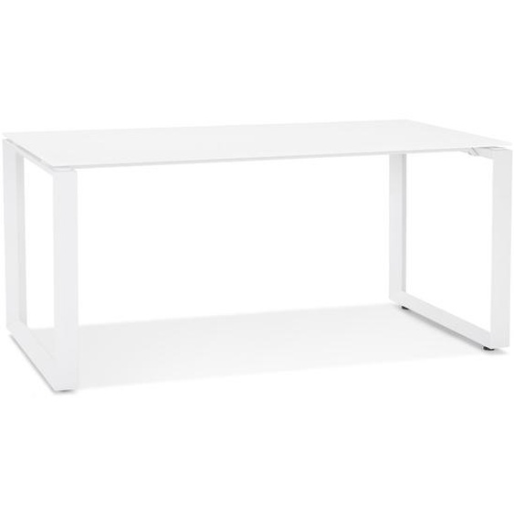 Bureau droit design BAKUS en verre et métal blanc - 160x80 cm