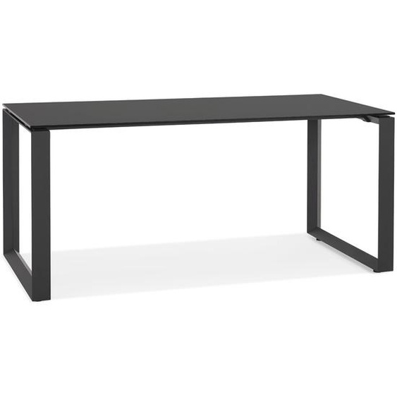 Bureau droit design BAKUS en verre et métal noir - 160x80 cm