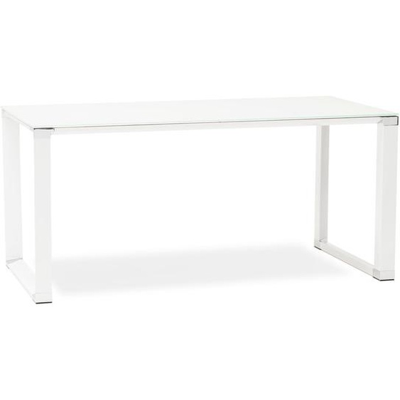 Bureau droit design XLINE en verre blanc - 160x80 cm