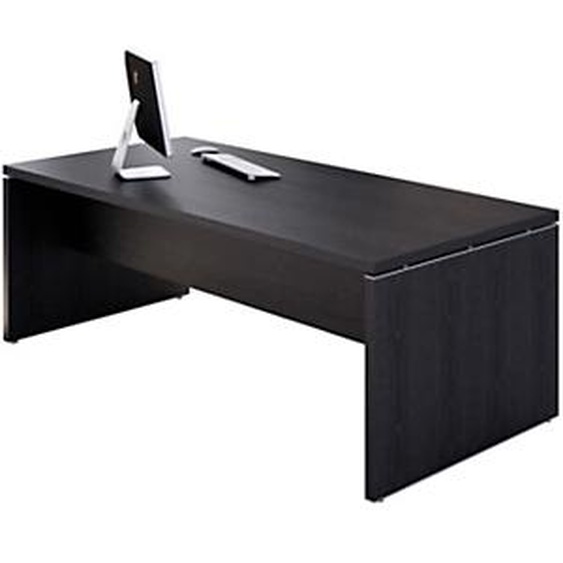 Bureau droit direction Flore - L.180 x P.90 cm - Plateau Frêne noir - Pieds panneaux