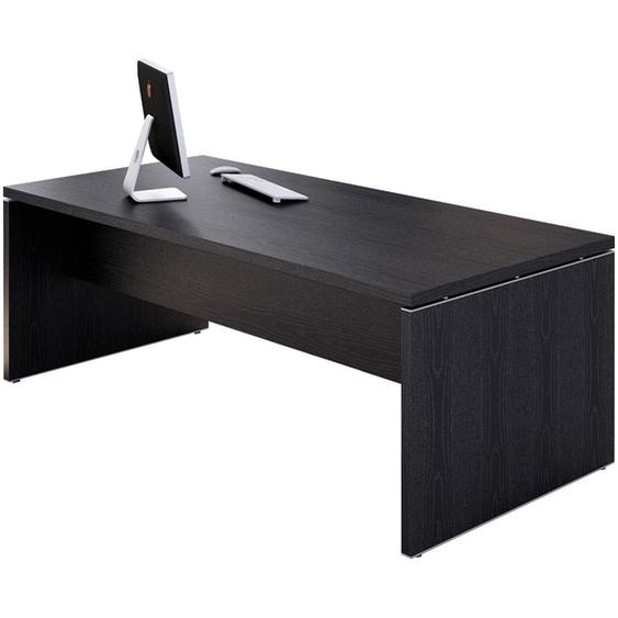 Bureau droit direction Flore - L.180 x P.90 cm - Plateau Frêne noir - Pieds panneaux
