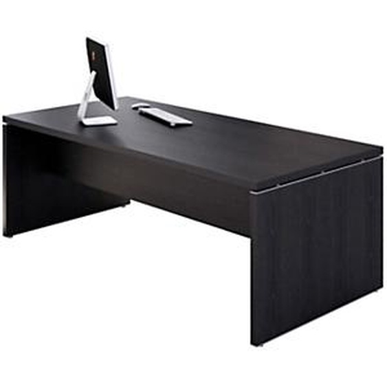 Bureau droit direction Flore - L.210 x P.90 cm - Plateau Frêne noir - Pieds panneaux