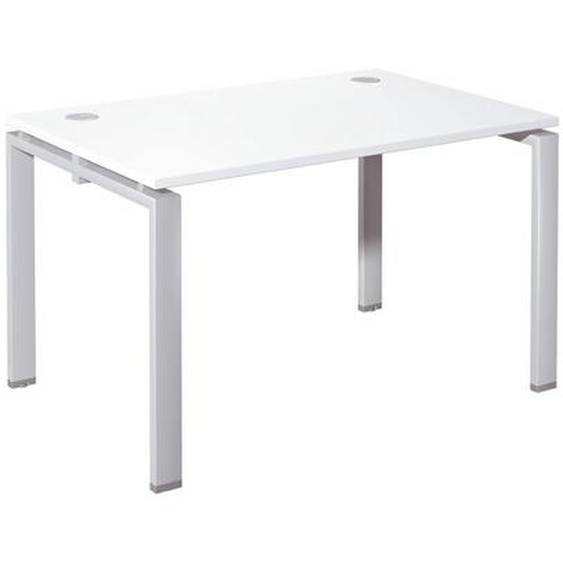 Bureau droit E-link - L.120 x P.80 cm - Plateau Blanc - Pieds Aluminium