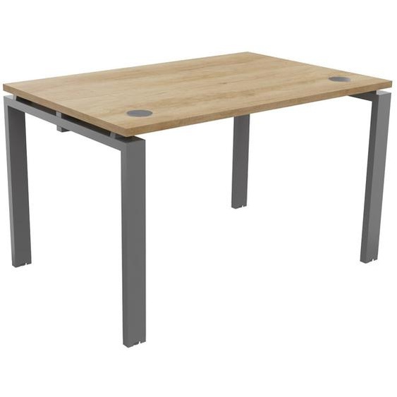 Bureau droit E-link - L.120 x P.80 cm - Plateau Chêne Nebraska - Pieds Aluminium