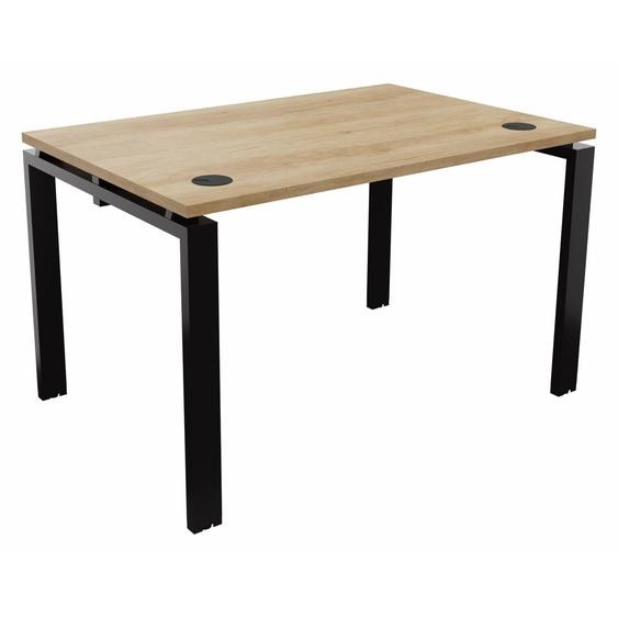 Bureau droit E-link - L.120 x P.80 cm - Plateau Chêne Nebraska - Pieds Noir