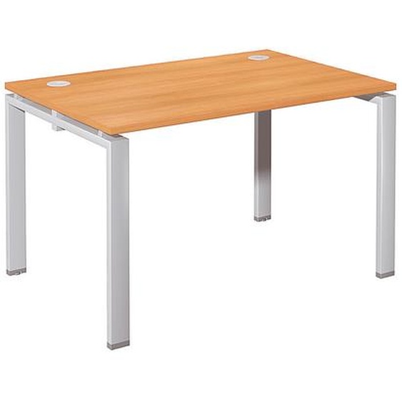 Bureau droit E-link - L.120 x P.80 cm - Plateau Chêne - Pieds Aluminium