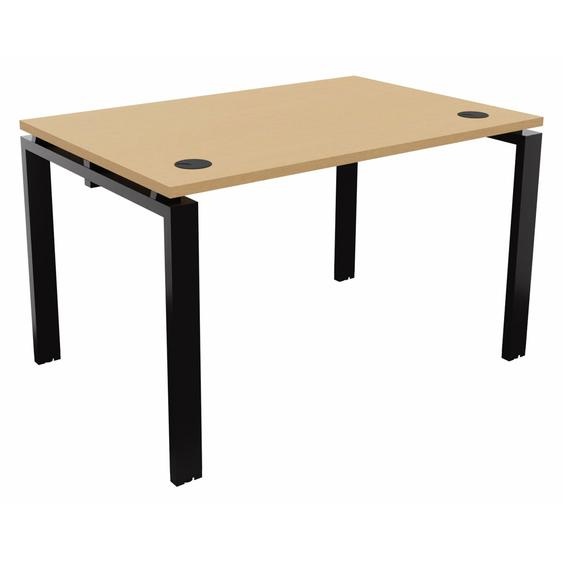 Bureau droit E-link - L.120 x P.80 cm - Plateau Hêtre - Pieds Noir