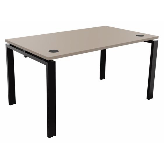 Bureau droit E-link - L.140 x P.80 cm - Plateau Argile - Pieds Noir