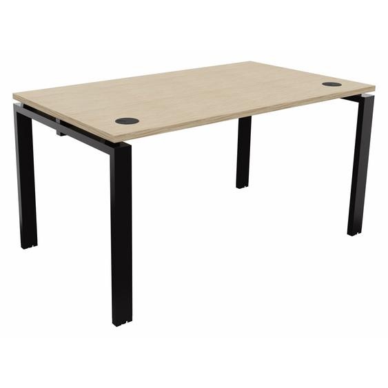 Bureau droit E-link - L.140 x P.80 cm - Plateau Chêne - Pieds Noir