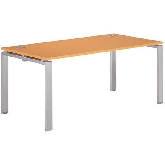 Bureau droit E-link - L.160 x P.80 cm - Plateau Chêne - Pieds Aluminium