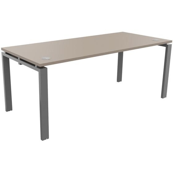 Bureau droit E-link - L.180 x P.80 cm - Plateau Argile - Pieds Aluminium