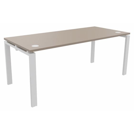 Bureau droit E-link - L.180 x P.80 cm - Plateau Argile - Pieds Blanc