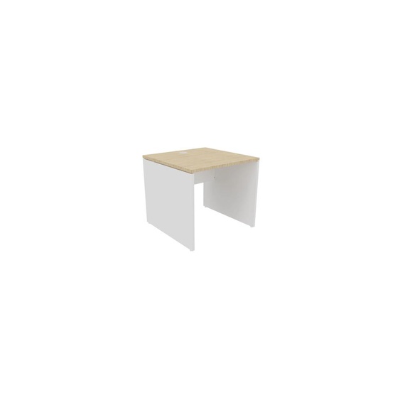 Bureau droit Évolution L. 80 x P. 80 cm - Plateau Chêne - Pieds pleins blancs