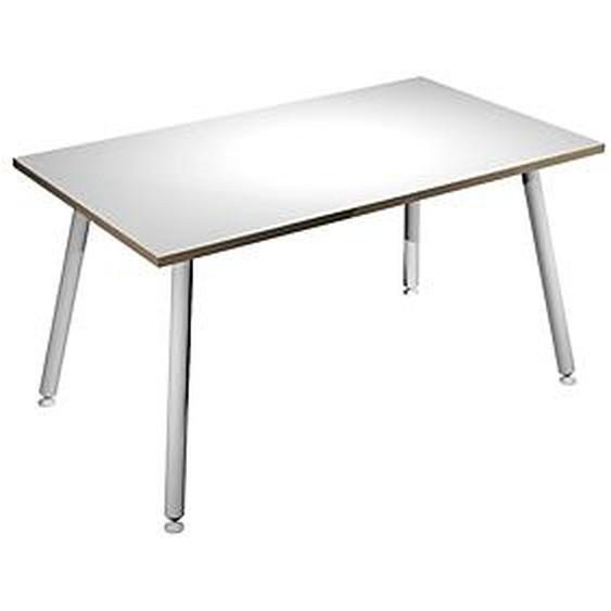 Bureau droit Halden - L.140 x P.80 cm - Plateau Blanc - Pieds métal Blanc