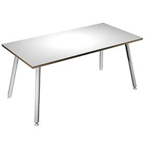 Bureau droit Halden - L.160 x P.80 cm - Plateau Blanc - Pieds métal Blanc